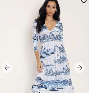 Blackmilk UKIYO-E VASE 3/4 SLEEVE DRESS - LIMITED